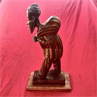 Carved Wood Traveler Man Sculpture