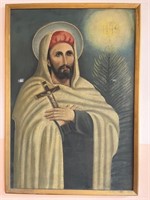 19th Century Oil on Board Painting of St. John de