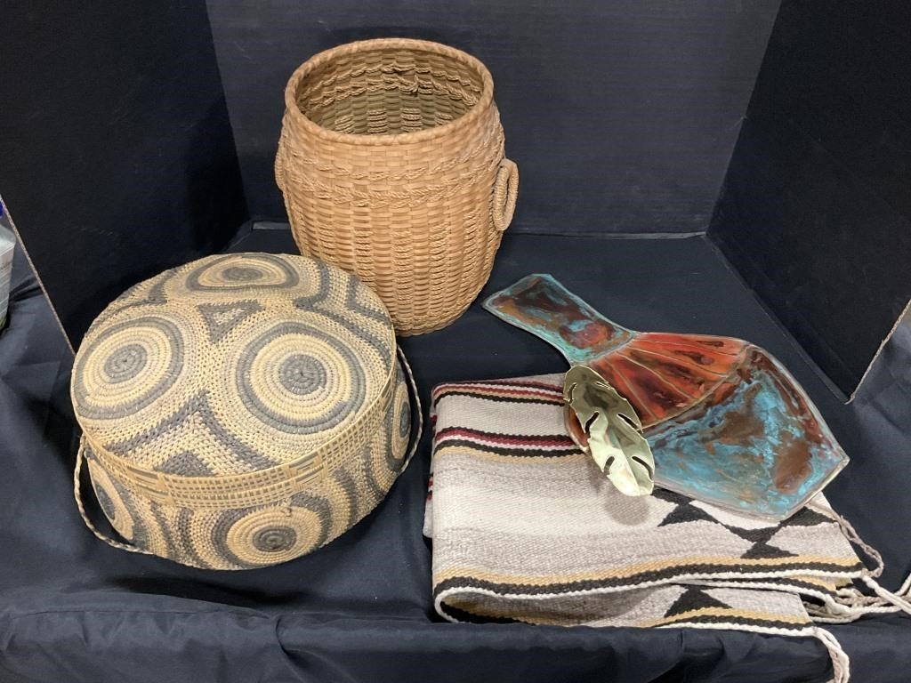 Woven Baskets, Aztec Mexican Style Decor, Rug.