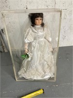 Porcelain Hand, Head, Feet Doll- with outer case