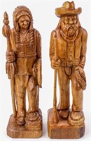 Cowboy & Indian Wooden Sculptures