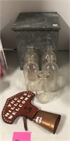 Gerber Dairy Metal Milk Box, Glass Bottles