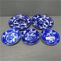 Early Chapoo Flow Blue Plates & Saucers
