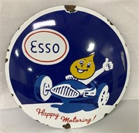 Esso Happy Motoring porcelain sign