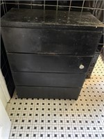 VINTAGE BLACK WOOD 4 DRAWER CHEST