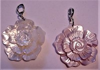 2 MOP Flower Pendants 2"