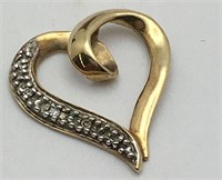 10k Gold & Diamond Heart Pendant