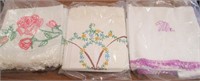 3 Pair Vtg Embroidered & Painted Pillow Cases