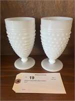 Vintage Hobnail Milk Glass Goblets