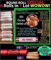 THIS AUCTION ONLY! BU Shotgun Lincoln 1c roll, 199