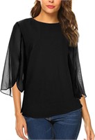 3XL Half Sleeve Layered Flowy Chiffon Blouse