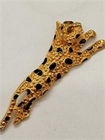 Estate Brooch 3" Leopard w/ Amber Stone Eyes