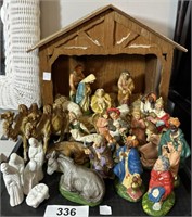 Lot Vintage Christmas Nativity Sets w/ Manger