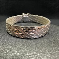 Sterling Silver Diamond Pattern Weave Bracelet