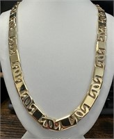 10 Kt Yellow Gold Fancy Link 10 MM Necklace