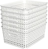 6-Pk Woven Baskets  10.1x7.55x4.1  White