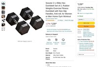 W4073  Soozier Hex Dumbbell Set 2 x 45lbs
