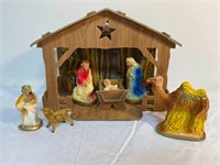 Vintage Paper Mache Nativity Scene