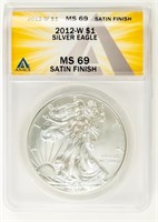 Coin 2012-W Silver Eagle Satin Finish-ANACS-MS69