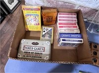 (2 BOXES) DECKS OF CARDS, CARD SHUFFLER, GAMES