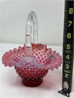 Vtg Fenton Pink White Opalescent Hobnail Ruffled