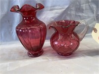 Fenton Pitcher & Vase