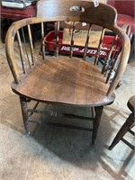 Set of two antique wooden barrel chairs
