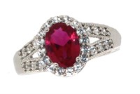 Beautiful Oval Ruby & White Sapphire Ring