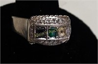 Emerald & Diamond 14K Custom Ring Sz 8