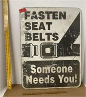 Metal “Fasten Seatbelts” Sign