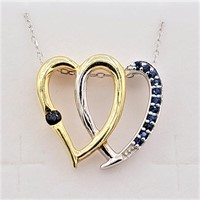 Sapphire Heart Pendant & Chain-New