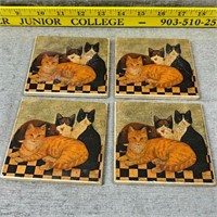 4 Cat Themed Coaster Set