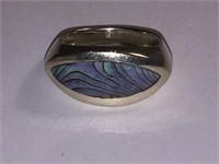 ABALONE & 925 STERLING SILVER RING SIZE 6.75