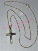 Sterling silver (gold) cross necklace (4g TW)