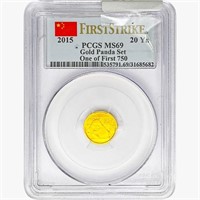 2015 1/20oz. Gold Panda Set 20 Yuan PCGS MS69