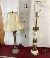 Vintage Brass Lamp & Heavy Resin New Lamp