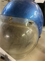 VINTAGE Blue Metal Flake Motorcycle Kart Helmet