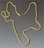 22 Inch 14 Karat Yellow Gold Rope Necklace