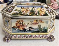 Footed Hand Painted Trinket Box