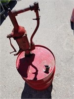 Vintage Quaker State oil barrel pump 40 in tall