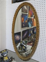 GOLD ORNATE OVAL FRAMED WALL MIRROR