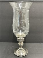 Hurricane Lamp with Sterling Silver Base, 11.5 "