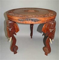 Highly Carved Elephant Side Table