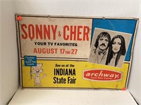 Vintage Sonny & Cher Cardboard Sign