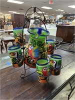 MEXICAN HAND PAINTED PITCHER GLASSES SET NOTE