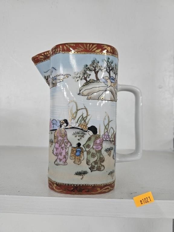 Nippon Japanese porcelain hand painted pitcher 6