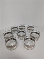 Set of (8) Mid-Century Silver Banded Glasses