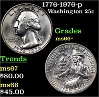 1776-1976-p Washington Quarter 25c Grades GEM++ Un