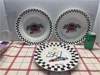 3 NASCAR DINNER PLATES