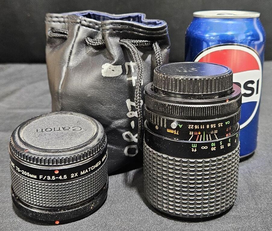 Lens for Canon FD Mount 35-75mm, 75-205mm, 2X